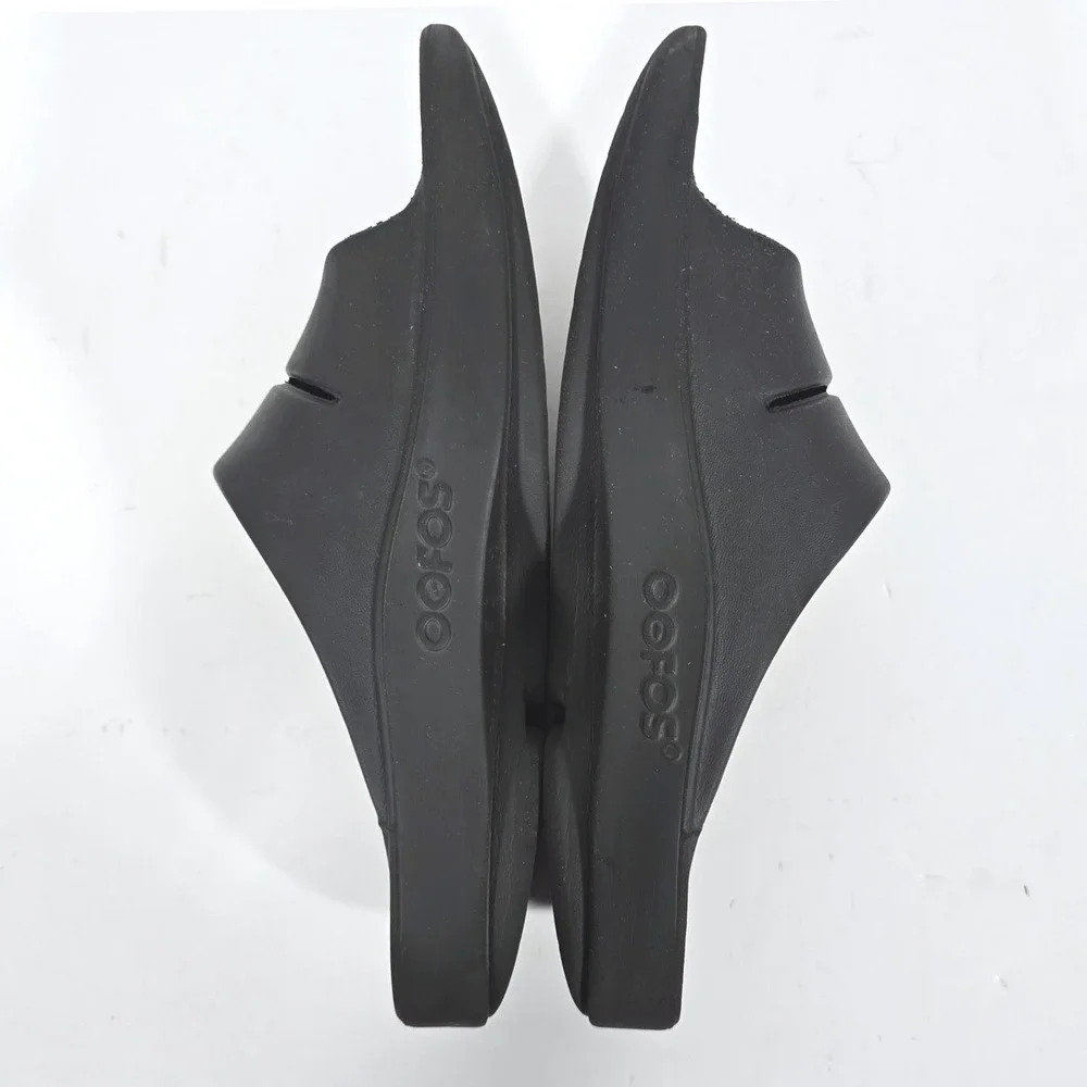 OOFOS OOahh Recovery Slides M7/W9 Black Comfort Sandals Supportive Slip On